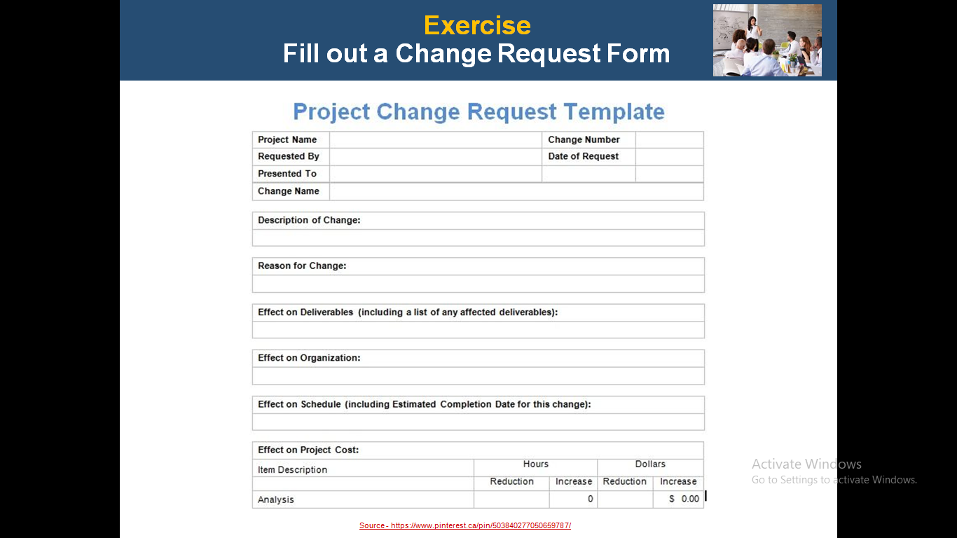 using this fill out change request form:-You are a Program Manager with