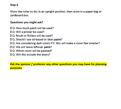 i.e. Living Room, Master Bedroom, Guest Room Preparing to Paint The first