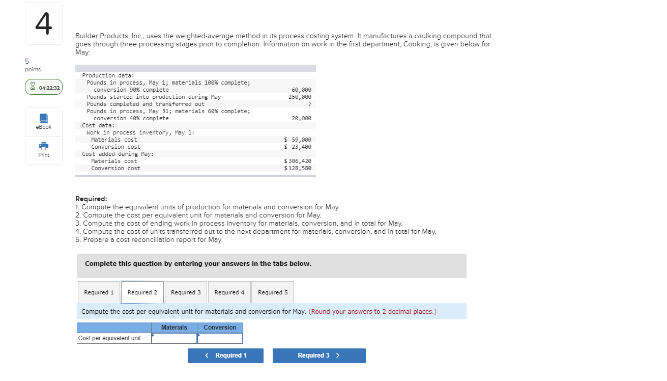 costing system. It manufactures a caulking compound that goes through three processing
