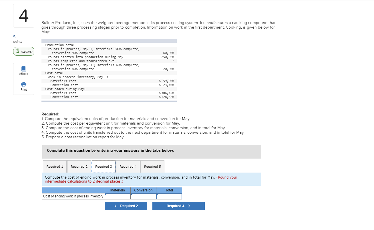 stages prior to completion. Information on work in the first department, Cooking,