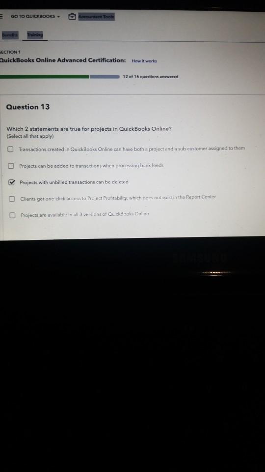 GO TO QUICKBOOKS - SECTION 1 QuickBooks Online Advanced Certification: How