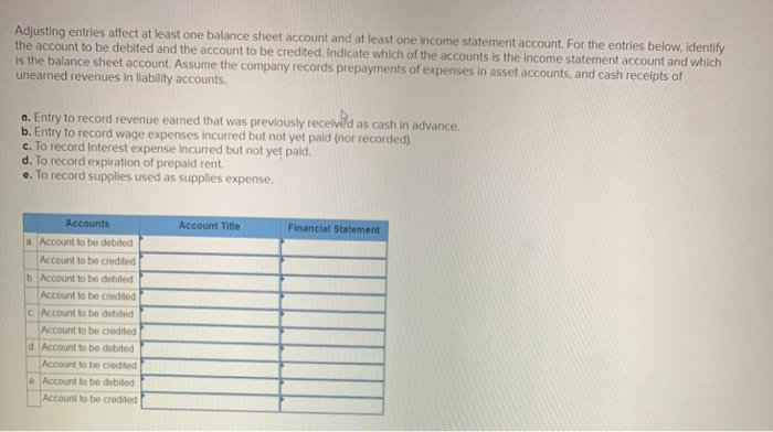  Adjusting entries affect at least one balance sheet account and at