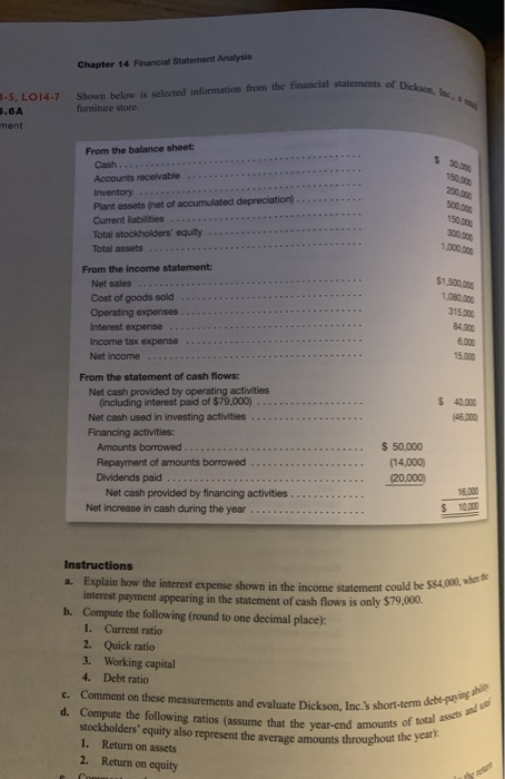 Chapter 14 Financial Statement Analysis 4-5, LO14-7 3.6A ment Shown below