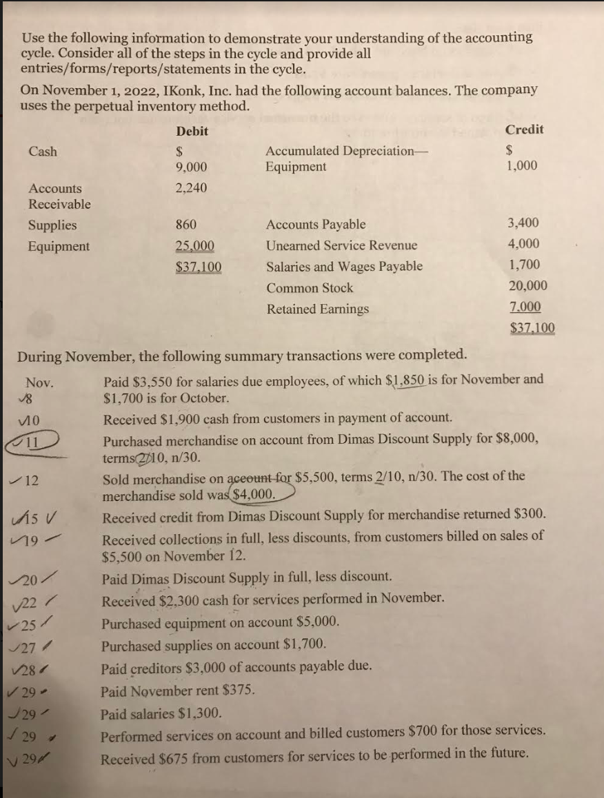 Please help me with the final statements: Use the following information to