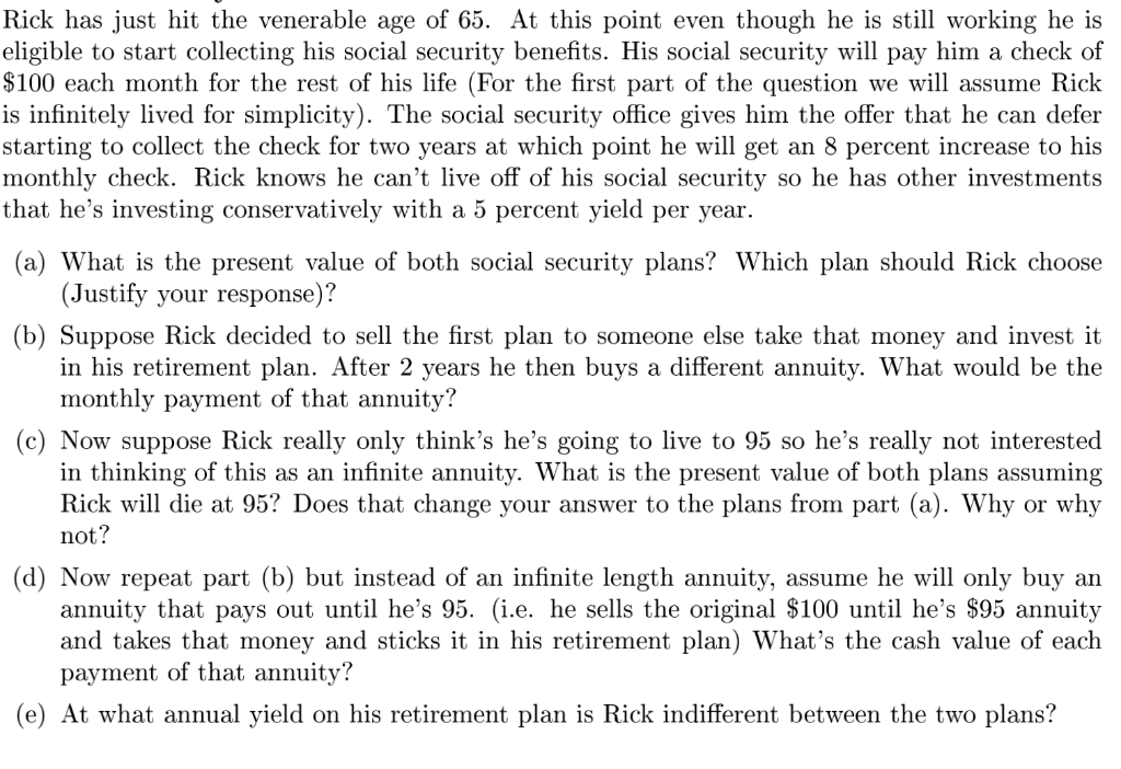 For part (e), find the interest rate that will equalize the