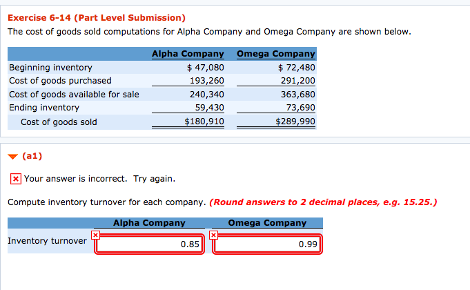  Exercise 6-14 (Part Level Submission) The cost of goods sold computations