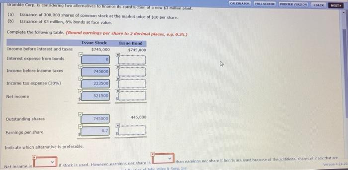  CALCULADOR FULL SCREEN RISTER VERSION BACK NEXT Bramble Corp. is considering