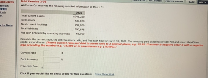  Brief Exercise 2-06 FULL SCREEN PRINTER VERSION ESOURCES hework 2-06 La-b