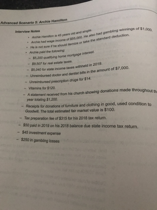 Advanced Scenario 5: Archie Hamilton Interview Notes Archie Hamilton is 45