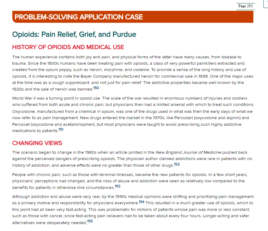 Using the Problem-SolvingApplication Case (screenshot attached) entitled "OPIODS, PAIN RELIEF, GRIEF, AND