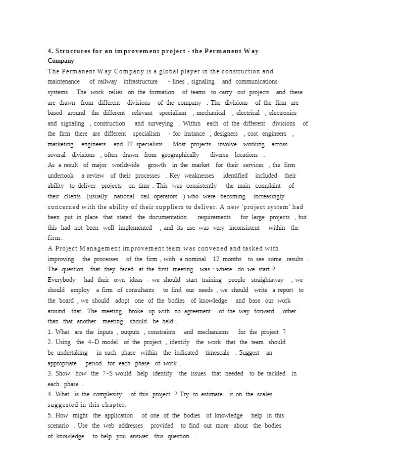  4. Structures for an improvement project - the Permanent Way Company