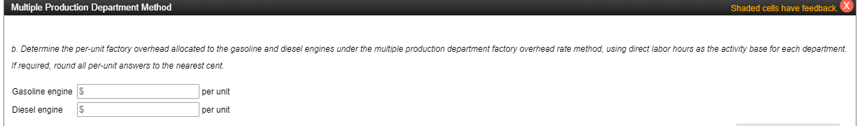 solve the problem. Needed: b. Determine the per-unit factory overhead allocated to