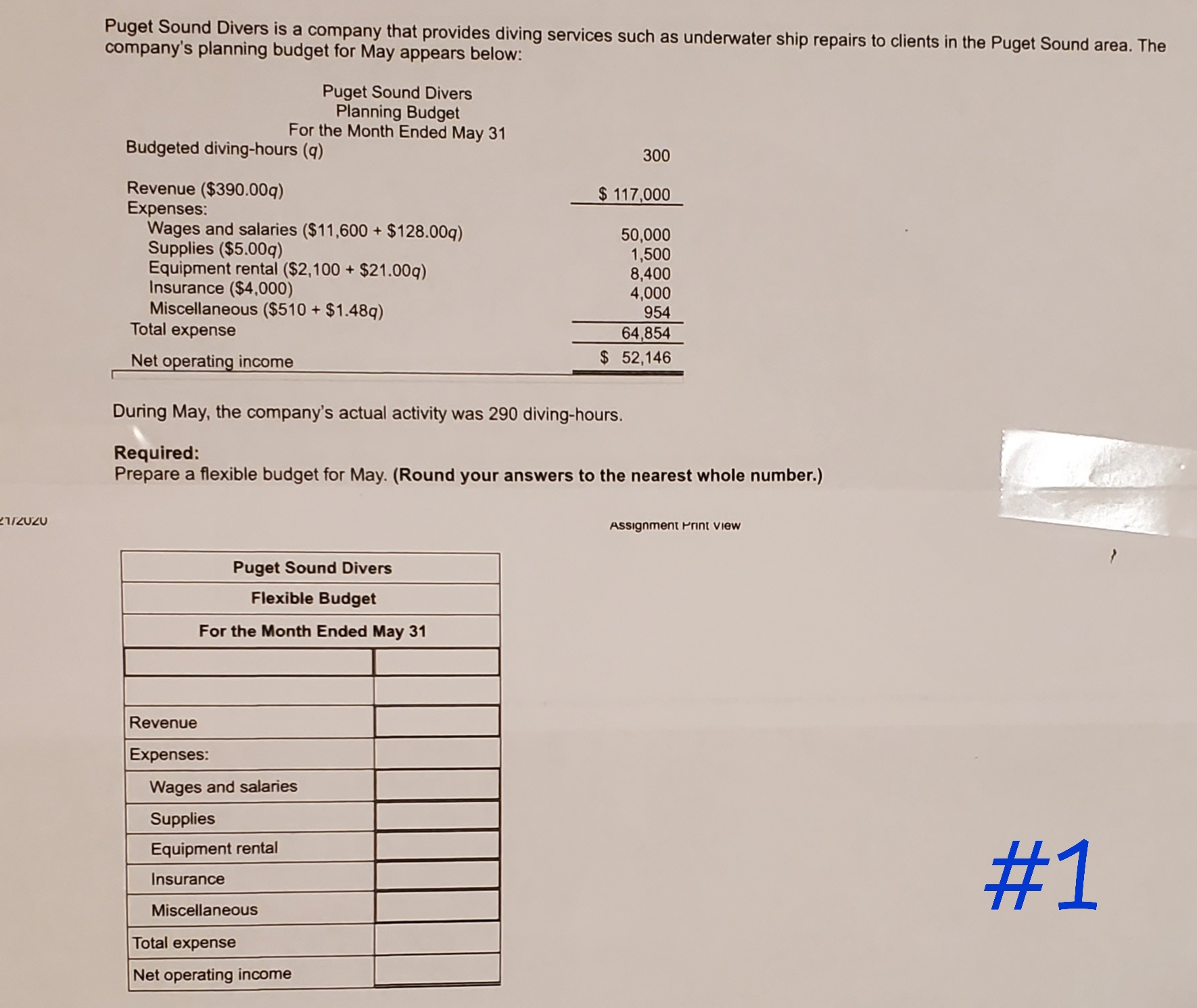 HelloI need help with the required question. Puget Sound Divers is