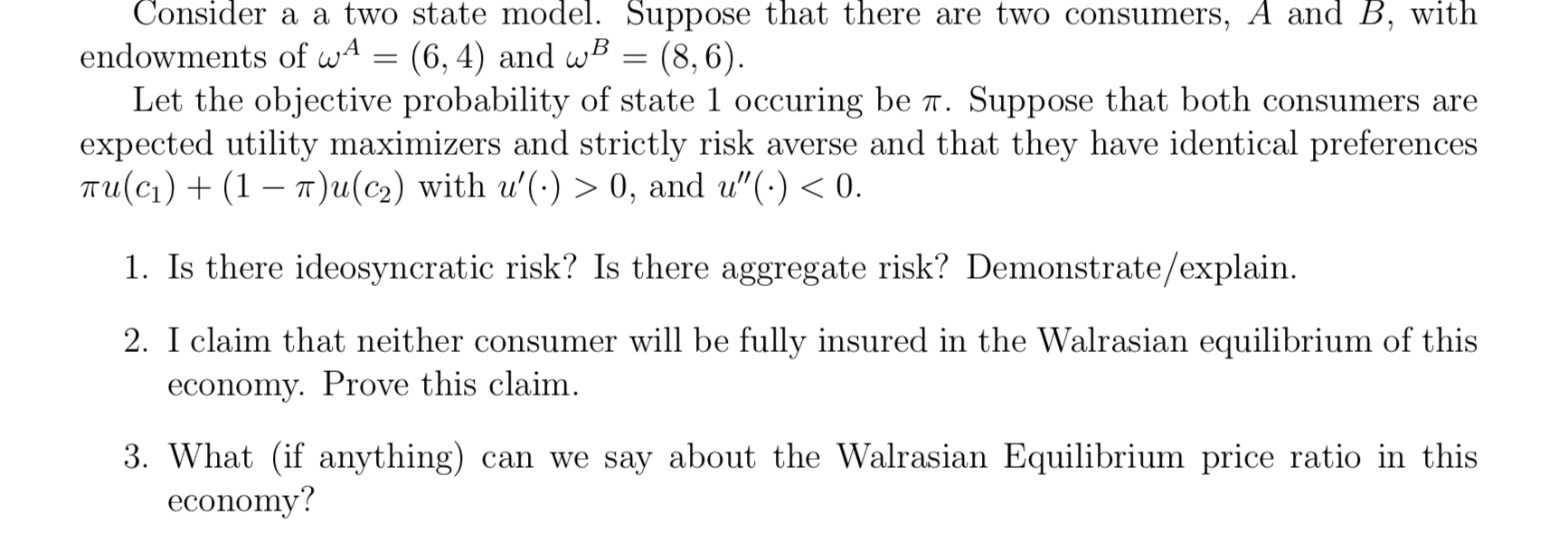 Consider a a two state model. Consider a a two state model.