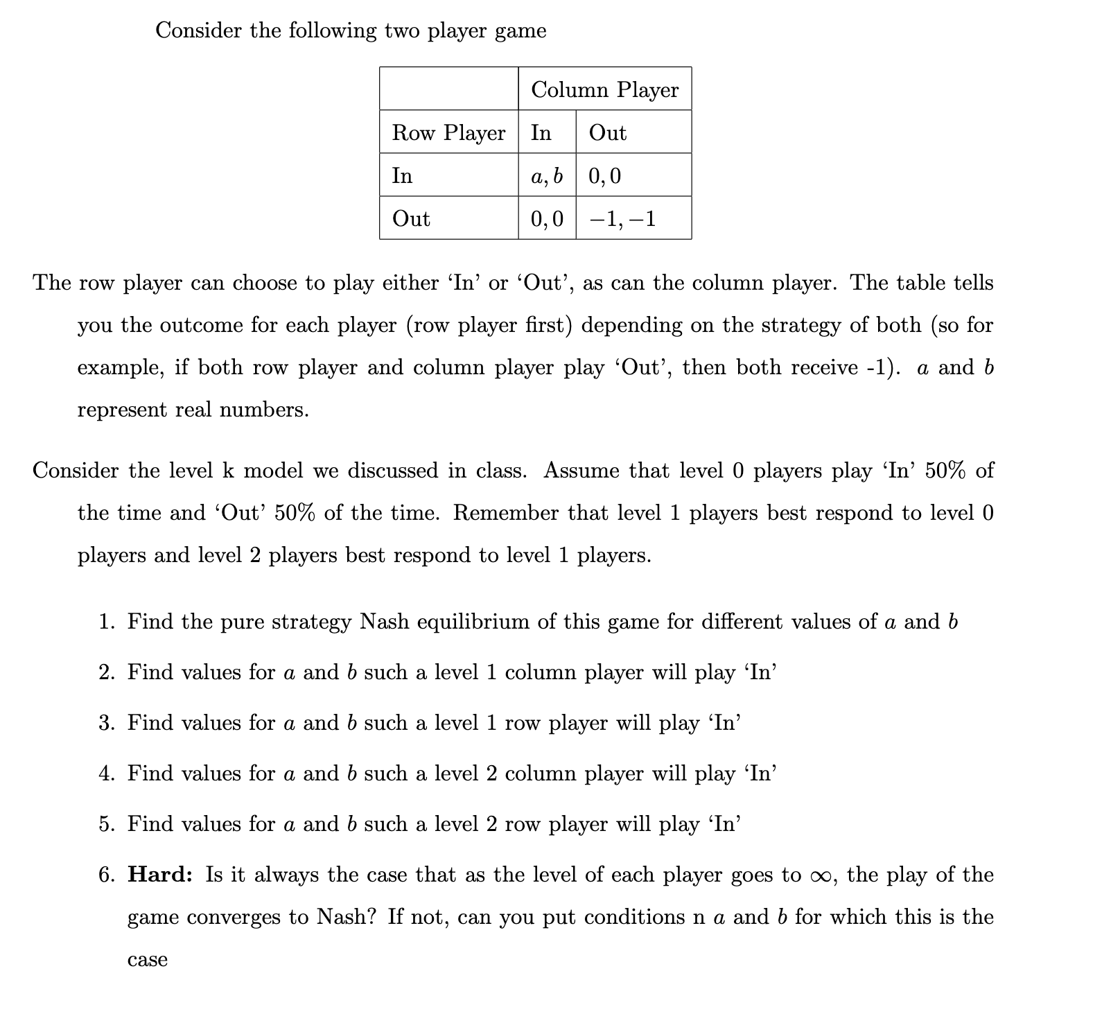 I need help with this game theory question... Consider the following two
