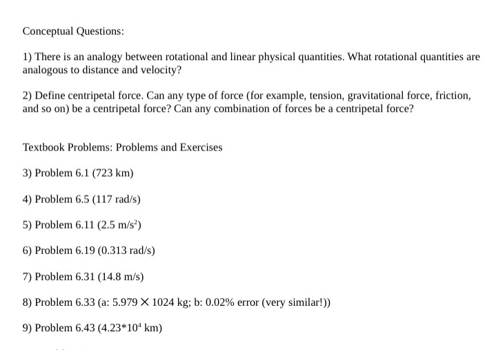 Please help me with these problems asap!! (Show work) Conceptual Questions: 1)