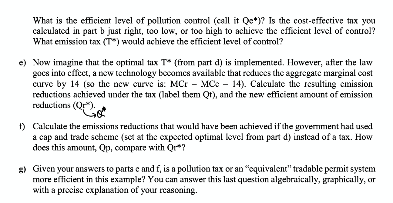 analytics of cost-effective pollution control. You can use graphs or simple algebra