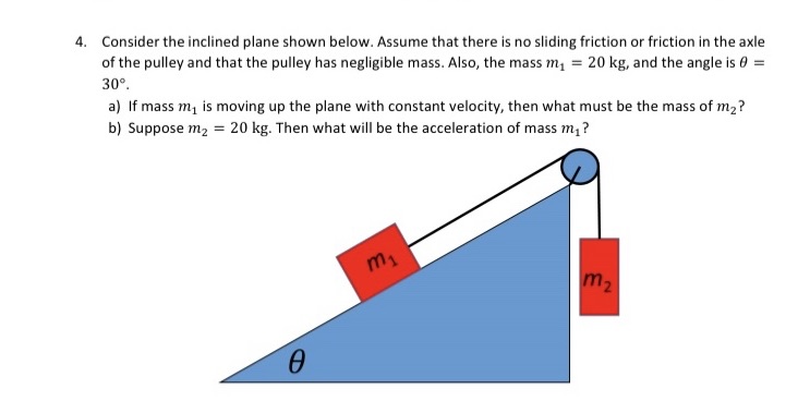 Detailed solution and explanation 4. Consider the inclined plane shown below. Assume