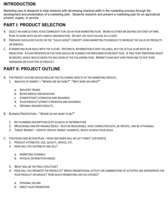  INTRODUCTION Marketing plan is designed to help students with developing practical