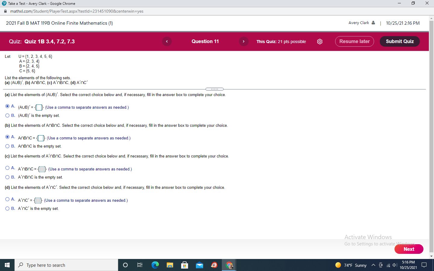  Take a Test - Avery Clark - Google Chrome X "