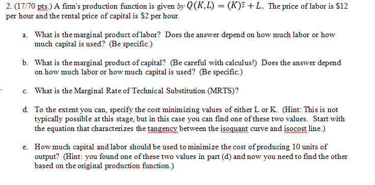 please answer this question. 2. {not} REE-)1? Im's production function is given