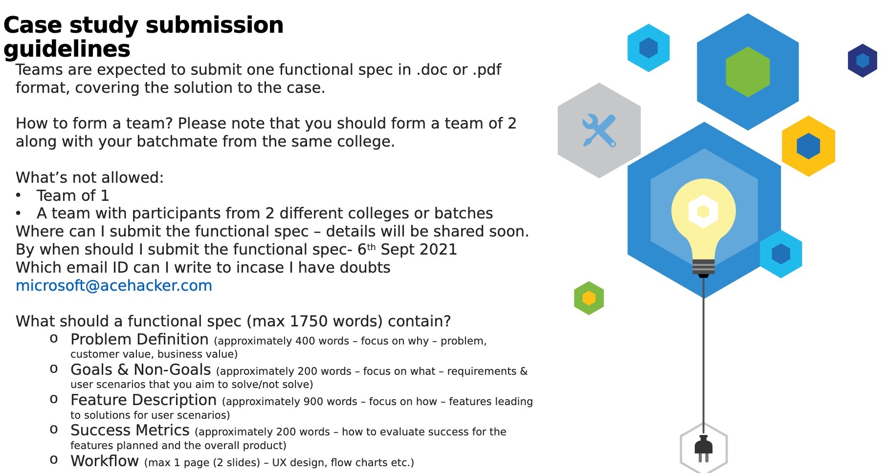  Case study submission guidelines Teams are expected to submit one functional