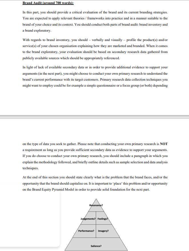 brand and critically evaluate its current branding strategies. Applying appropriate brand concepts