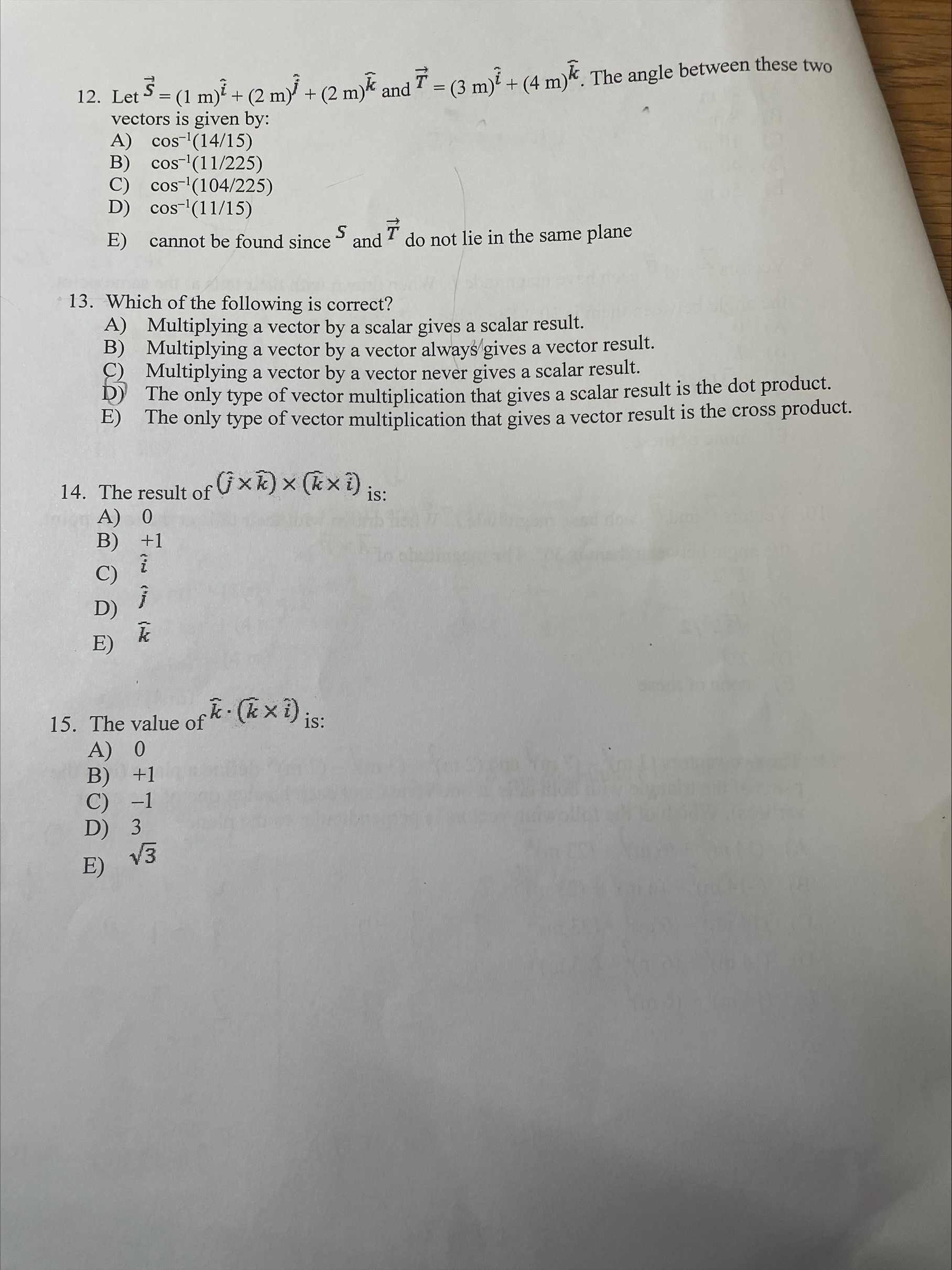 12. Let S= (1 m) + (2 m) + (2 m)k
