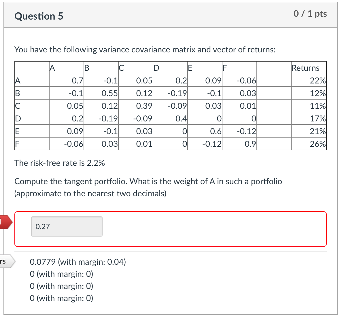 How to calculate this problem? Question 5 0 / 1 pts You