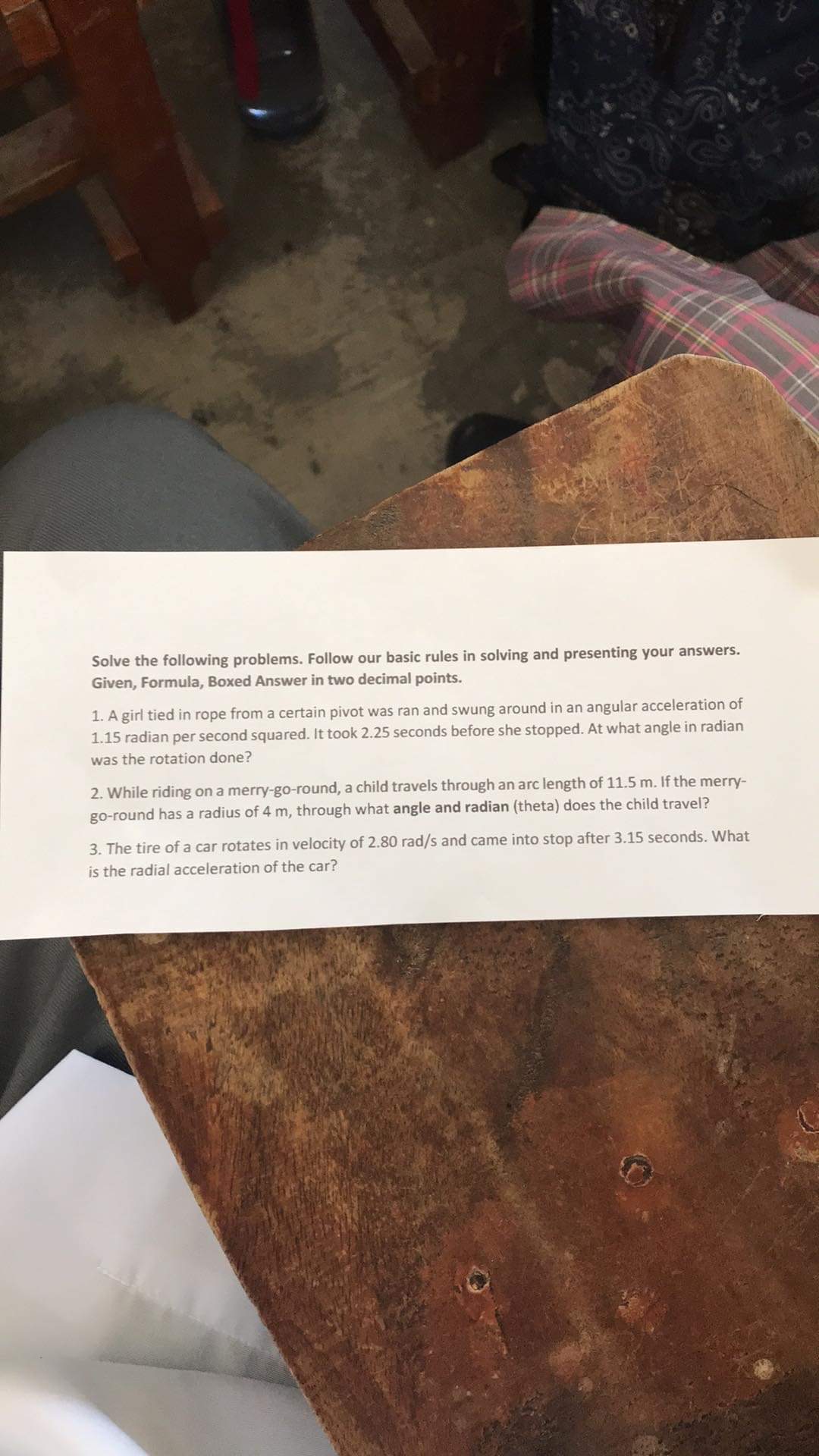 subject: Physics (Grade 12 - STEM)Box the final answer. Solve the following