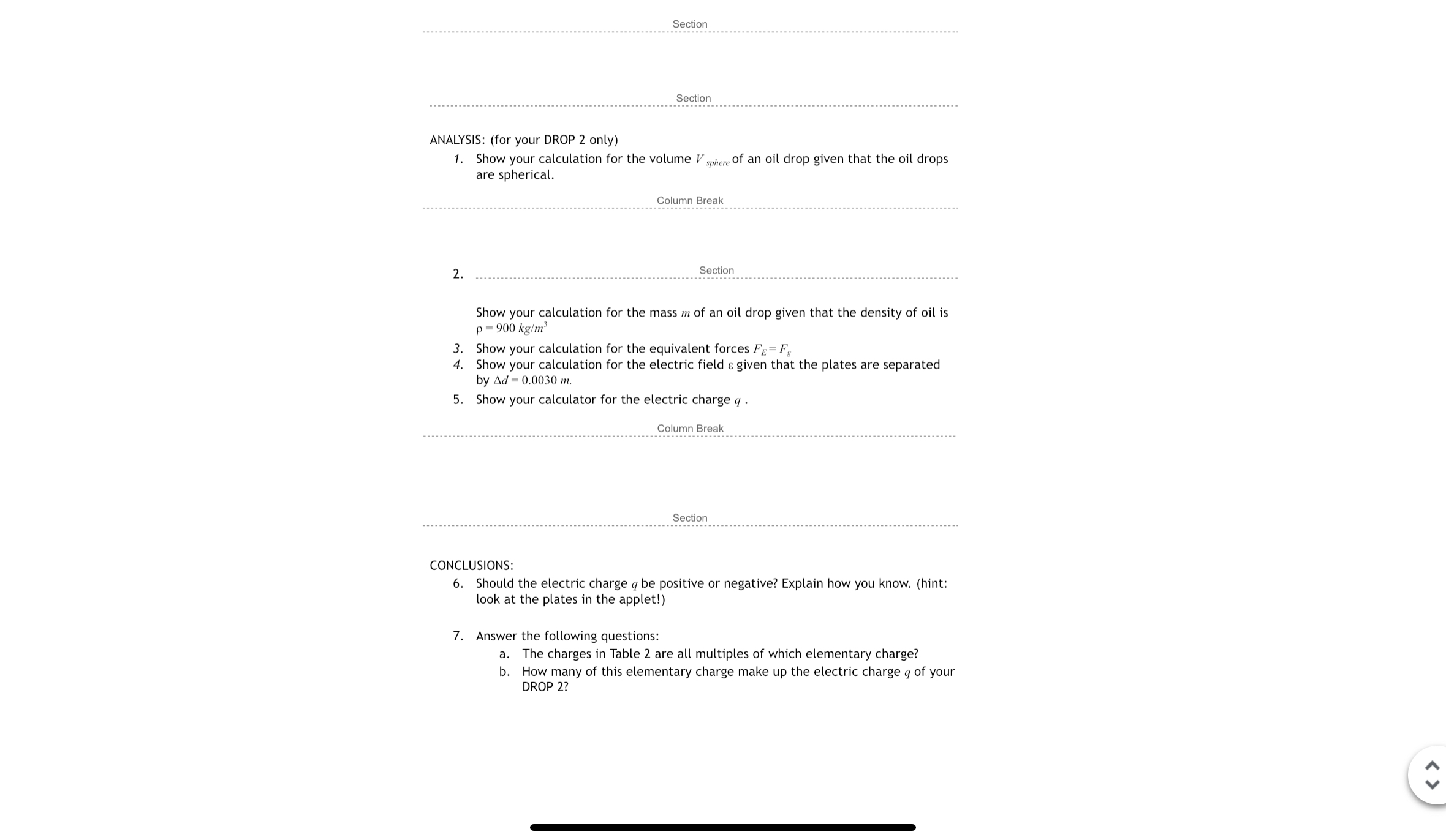  Section Section ANALYSIS: (for your DROP 2 only) 1. Show your