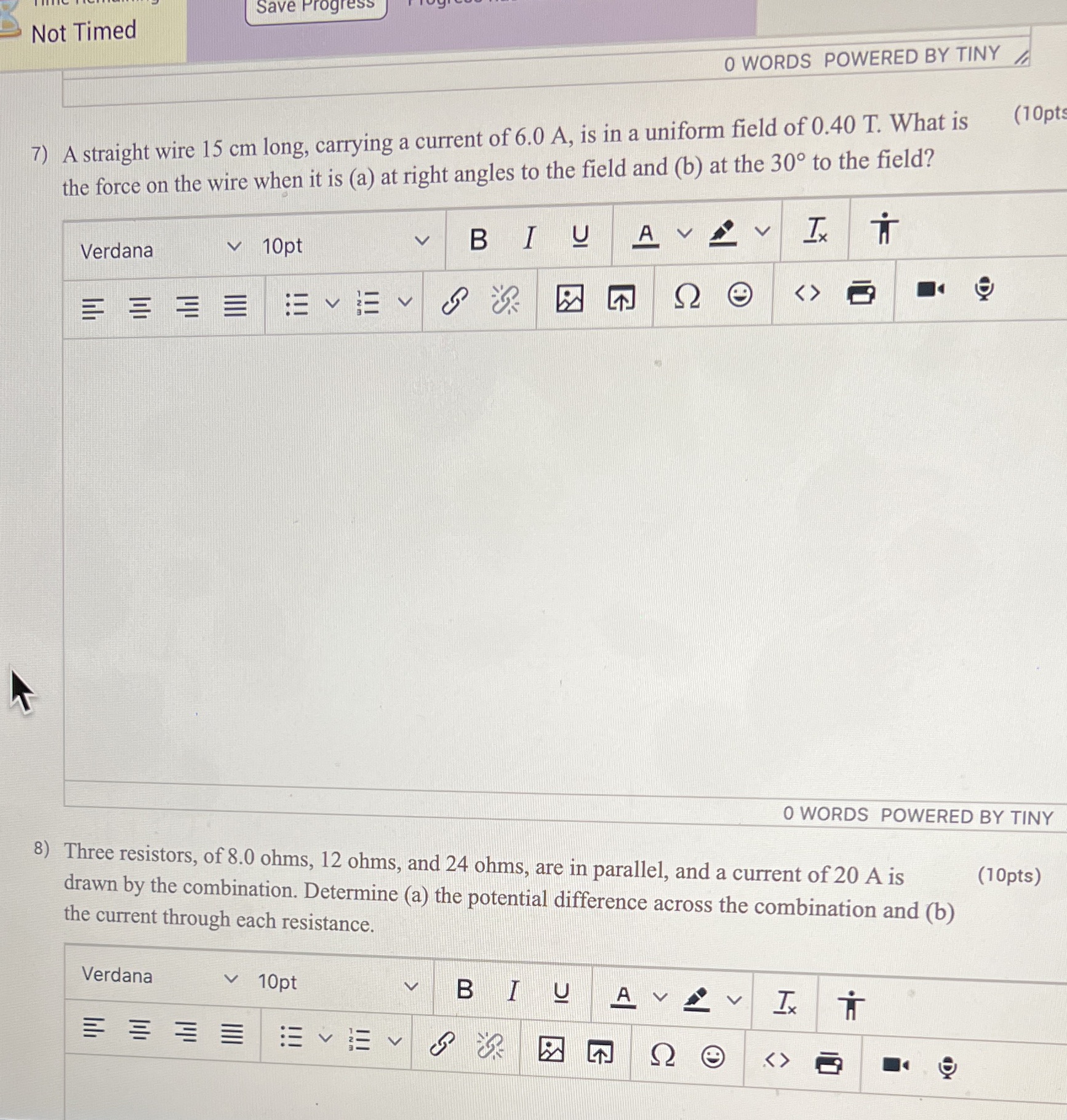 Save Progress Not Timed O WORDS POWERED BY TINY (10pt 7)