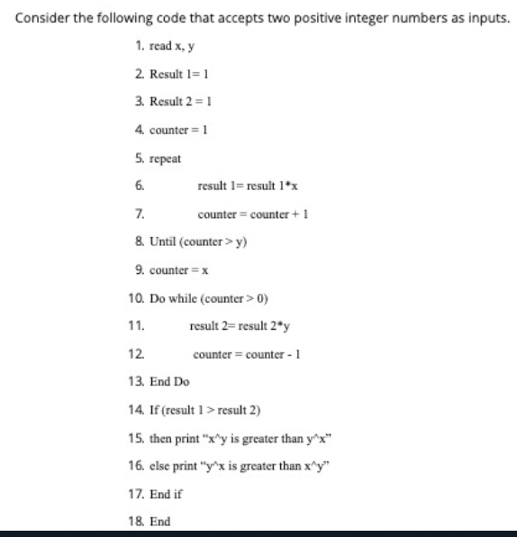  Consider the following code that accepts two positive integer numbers as