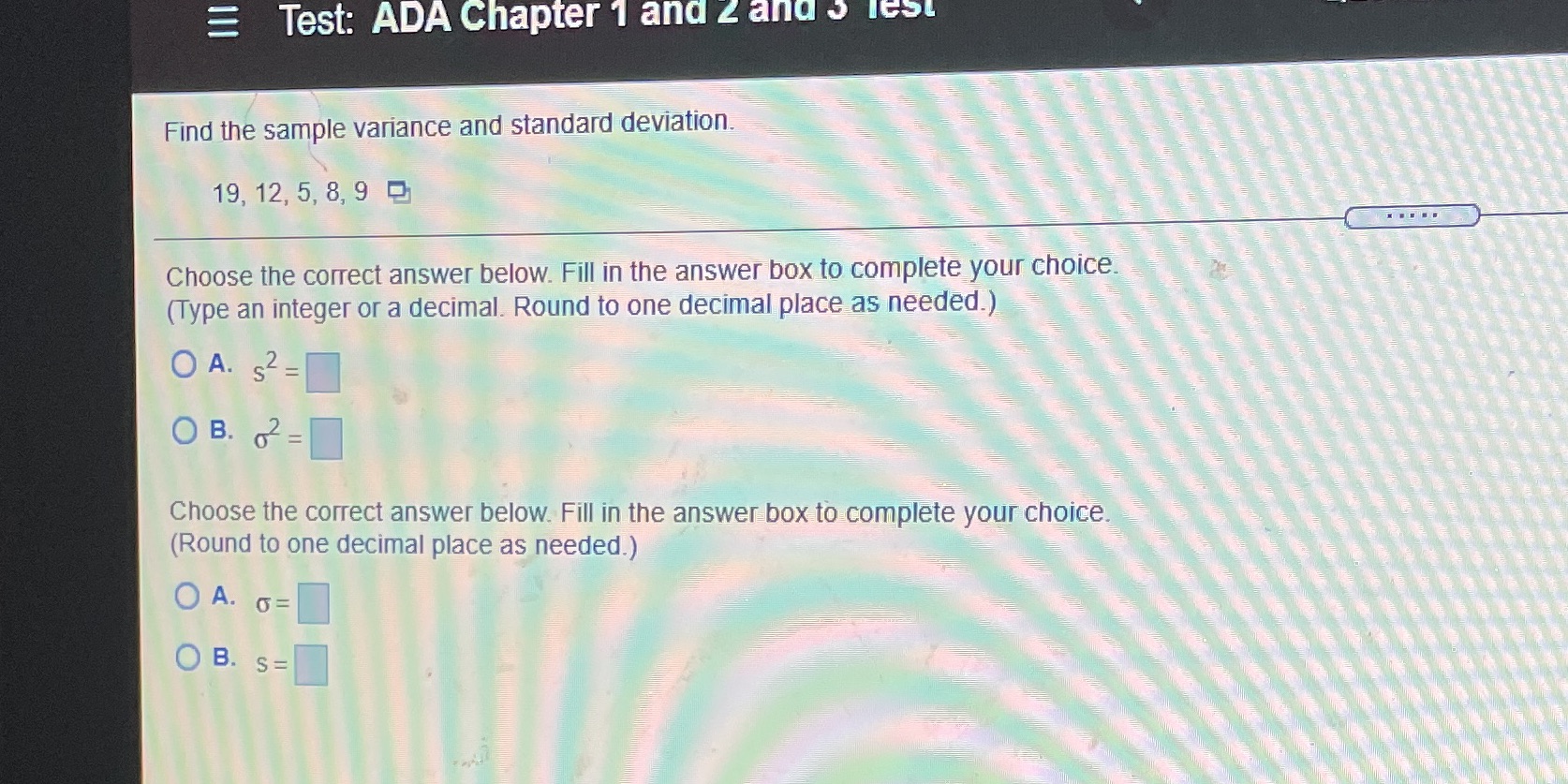 E Test: ADA Chapter 1 and 2 and 3 lest Find