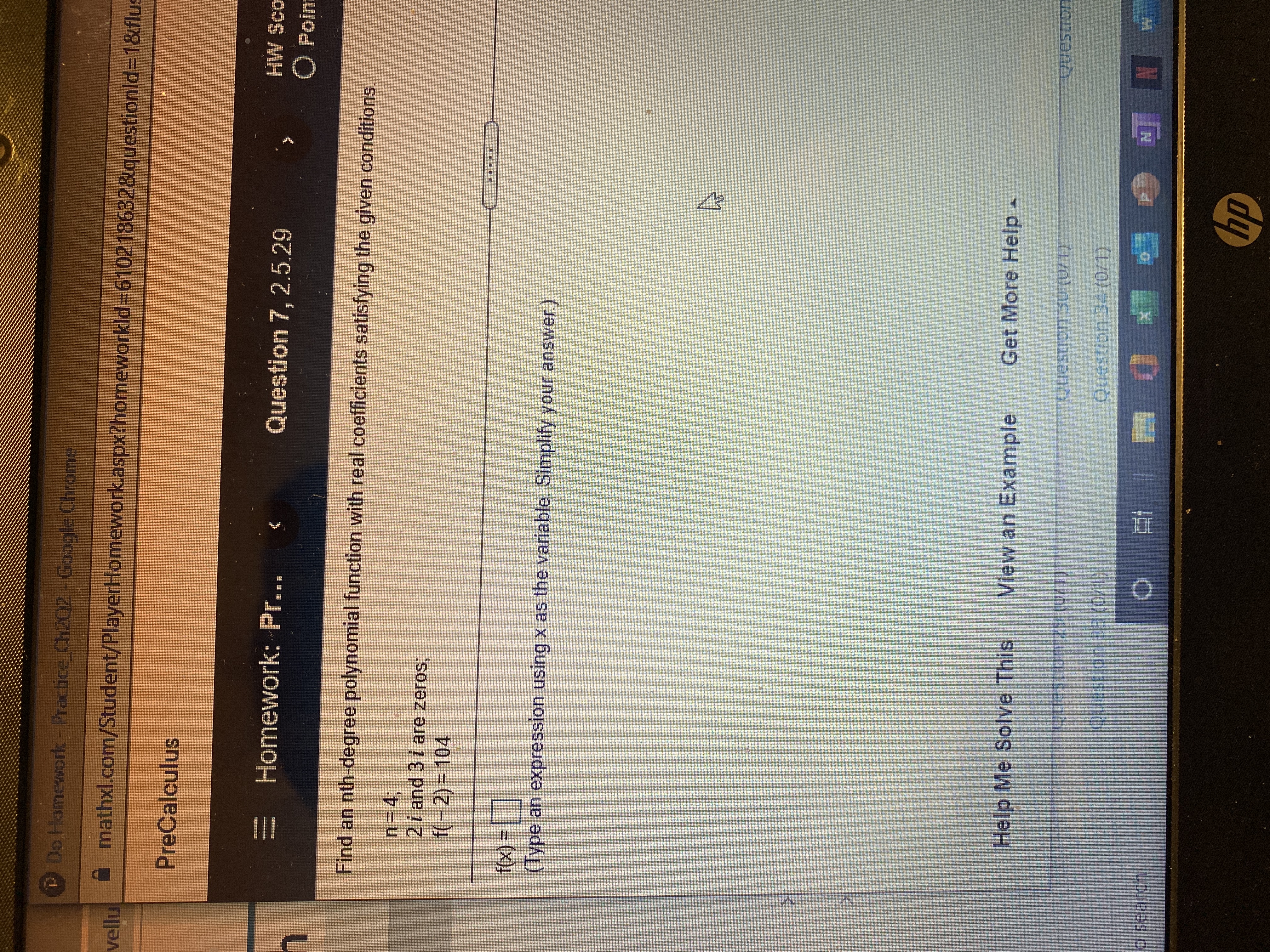 Do Homework - Practice Ch120 vellu mathxl.com/Student/PlayerHon 1=1&flu PreCalculus Homework: Pr...
