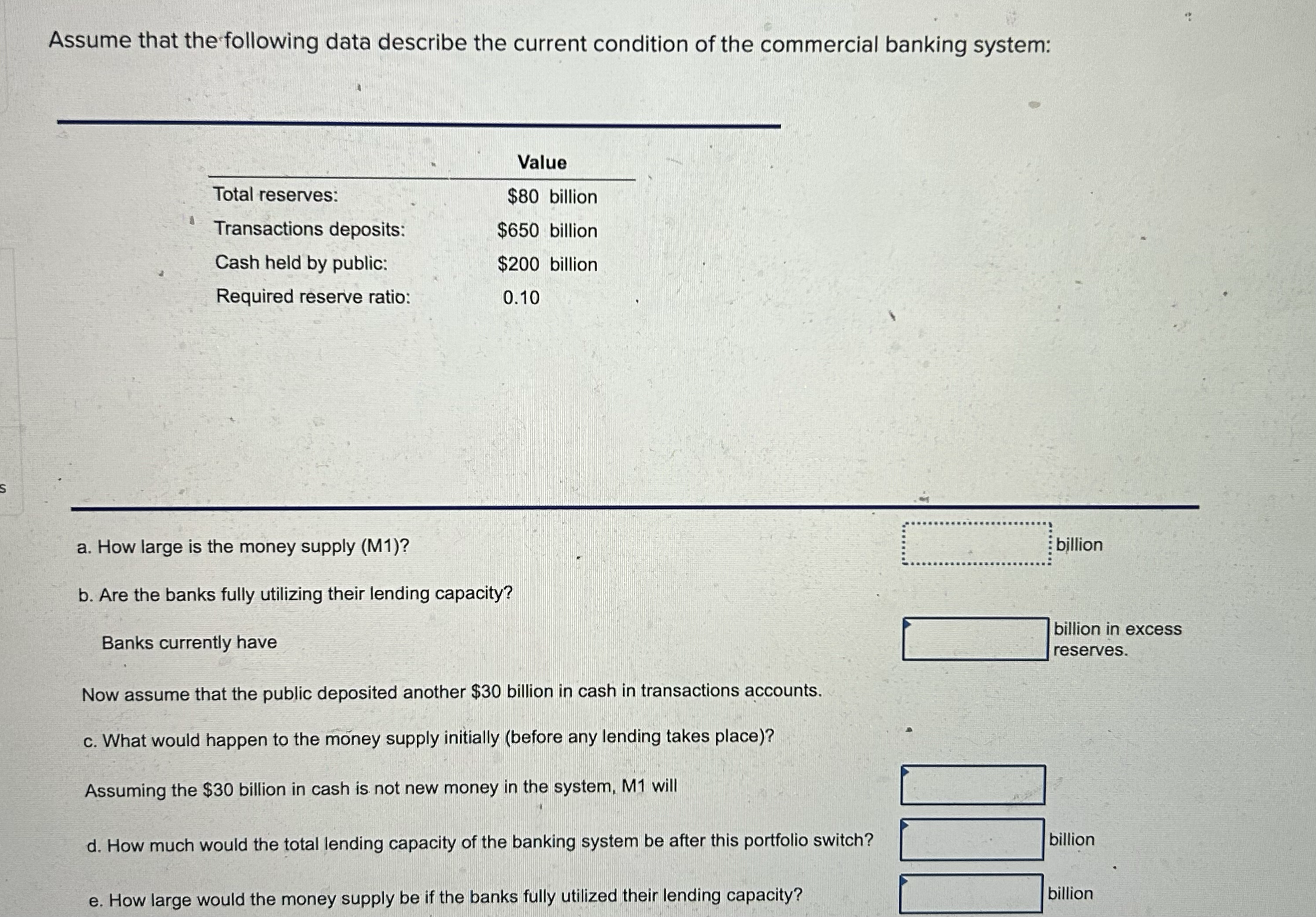potential growth in M1? reserve requirements the discount rate bondsAssume that the