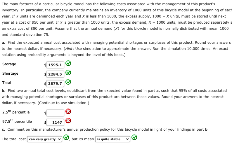 please help with part b. THE ANSWER IS NOT 1147 or 853