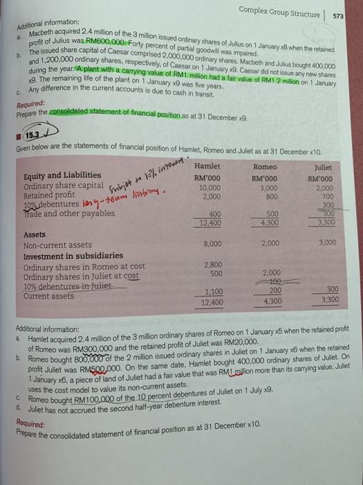 RM indirect 15.2 Below are the statements of financial position of Macbeth,