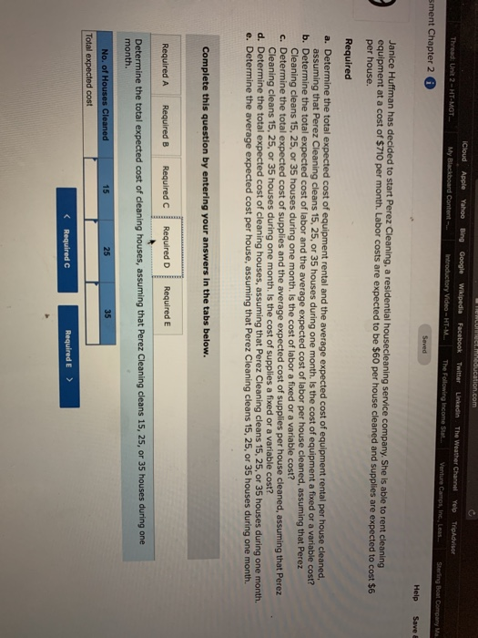 Labor costs are expected to be $60 per house cleaned and supplies