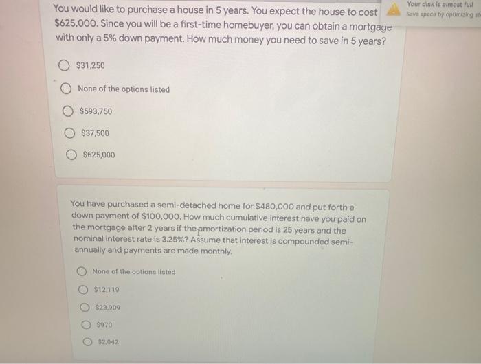  Your disk is almost full Save space by optimizing it You
