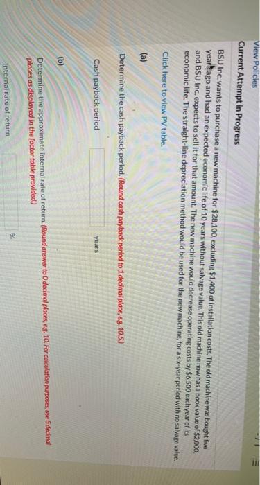  View Policies Current Attempt in Progress BSU Inc. wants to purchase