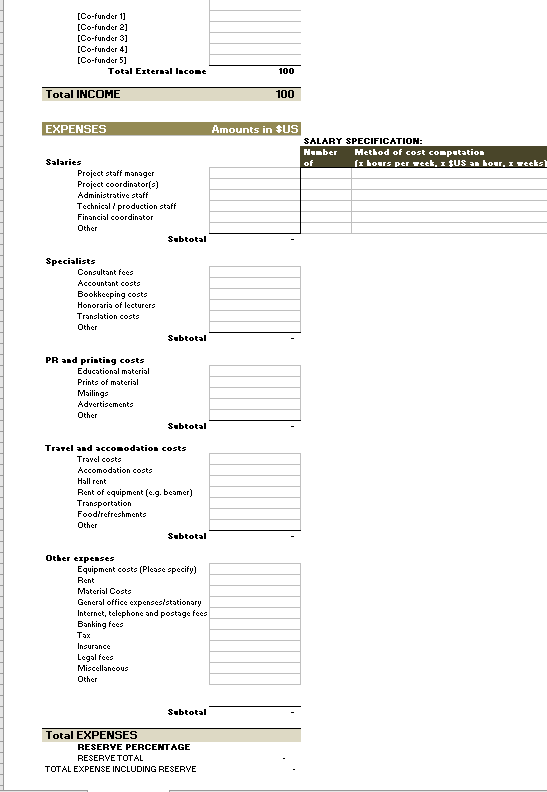  Using the project budget template, prepare a budget for a project