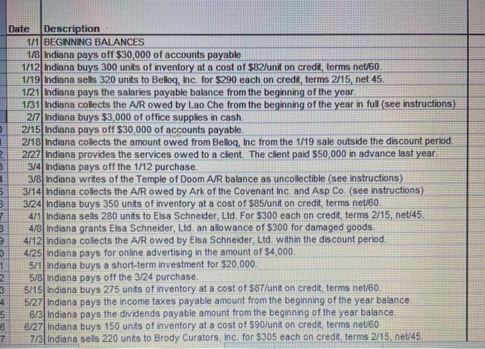 per Unit Total Cost 1/1 Beginning Inventory 275 $ 80 $ 22,000