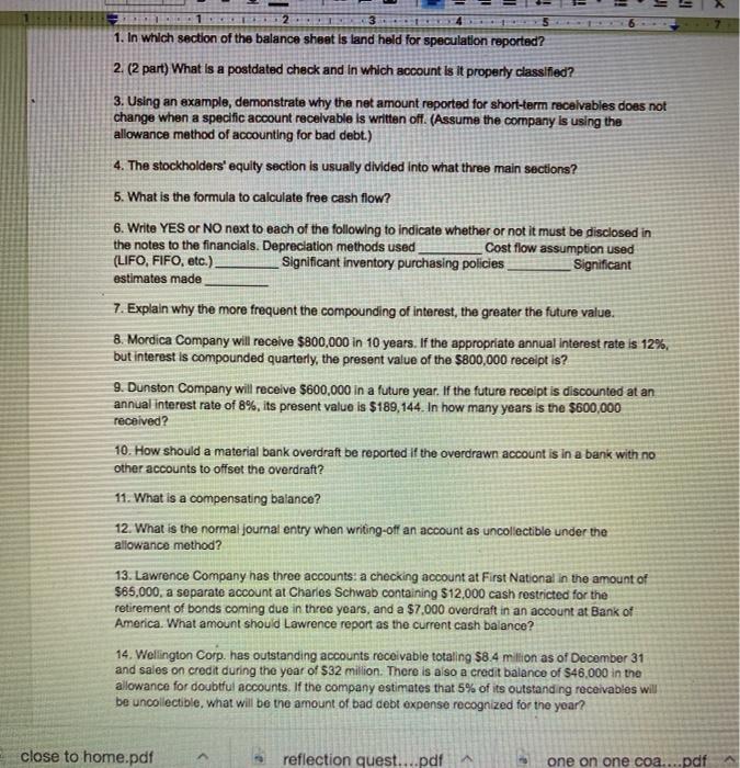 please answer all 1-14 thanks 1 1 3 1. In which section