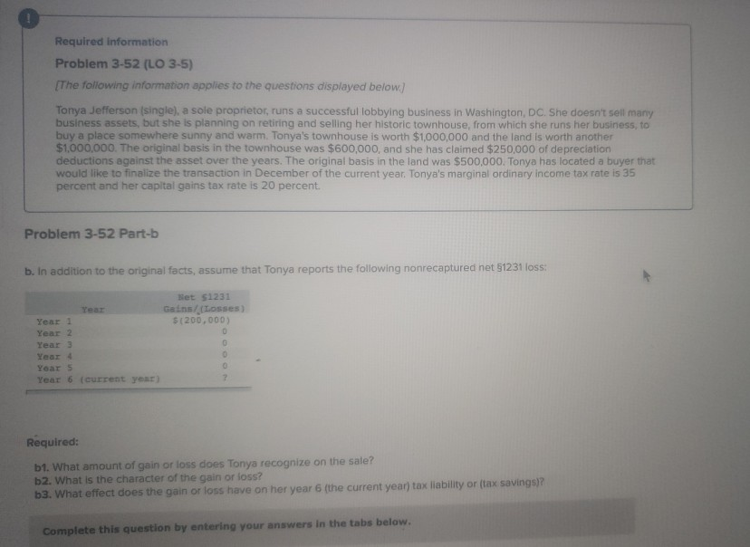Required information Problem 3-52 (LO 3-5) [The following information applies to