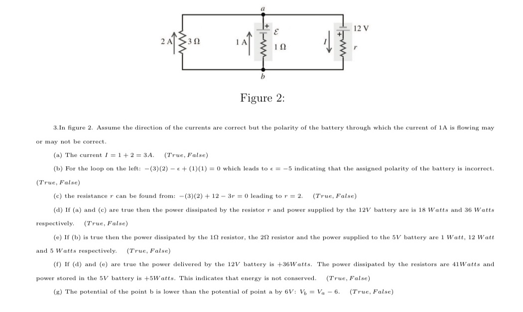 True or false? 12 V 2 A 30 1 A 10 b