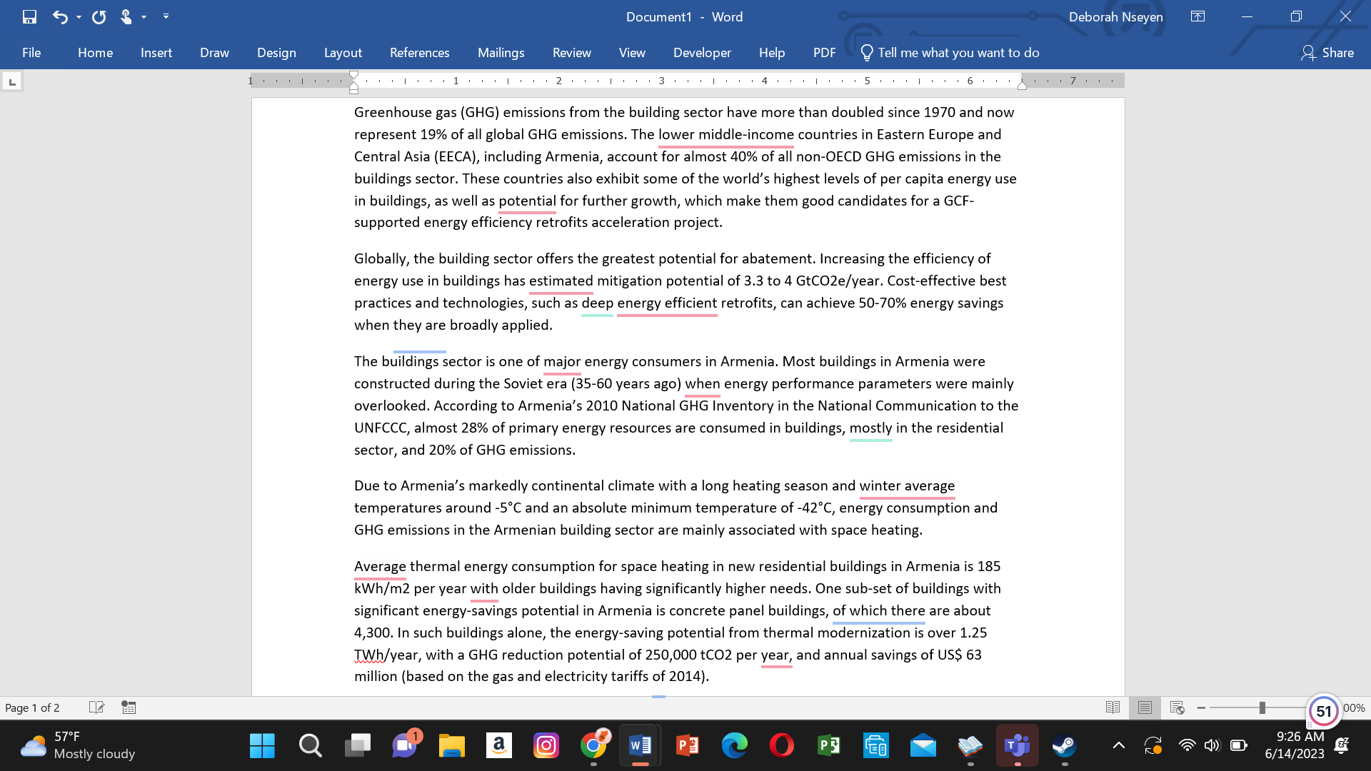  E e) ' O 3 ' Document1 Word Deborah Nseyen E