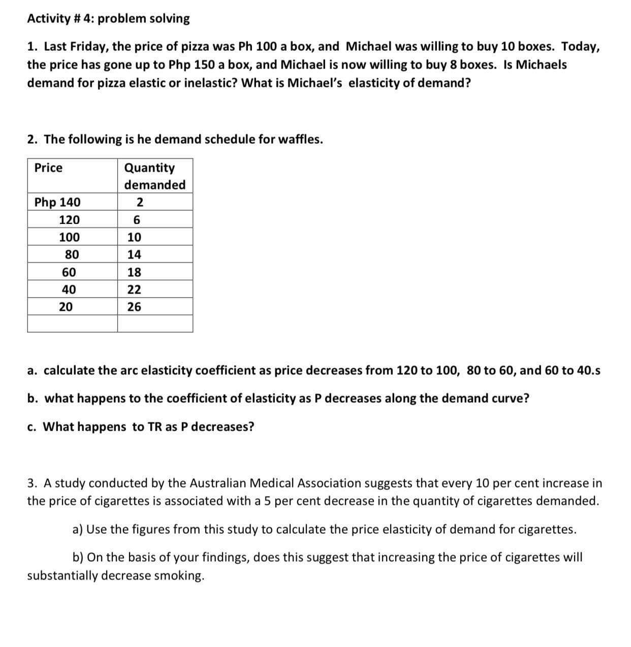 Activity ii 4: problem solving 1. Last Friday, the price of