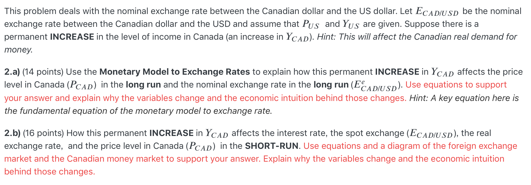 This problem deals with the nominal exchange rate between the Canadian dollar