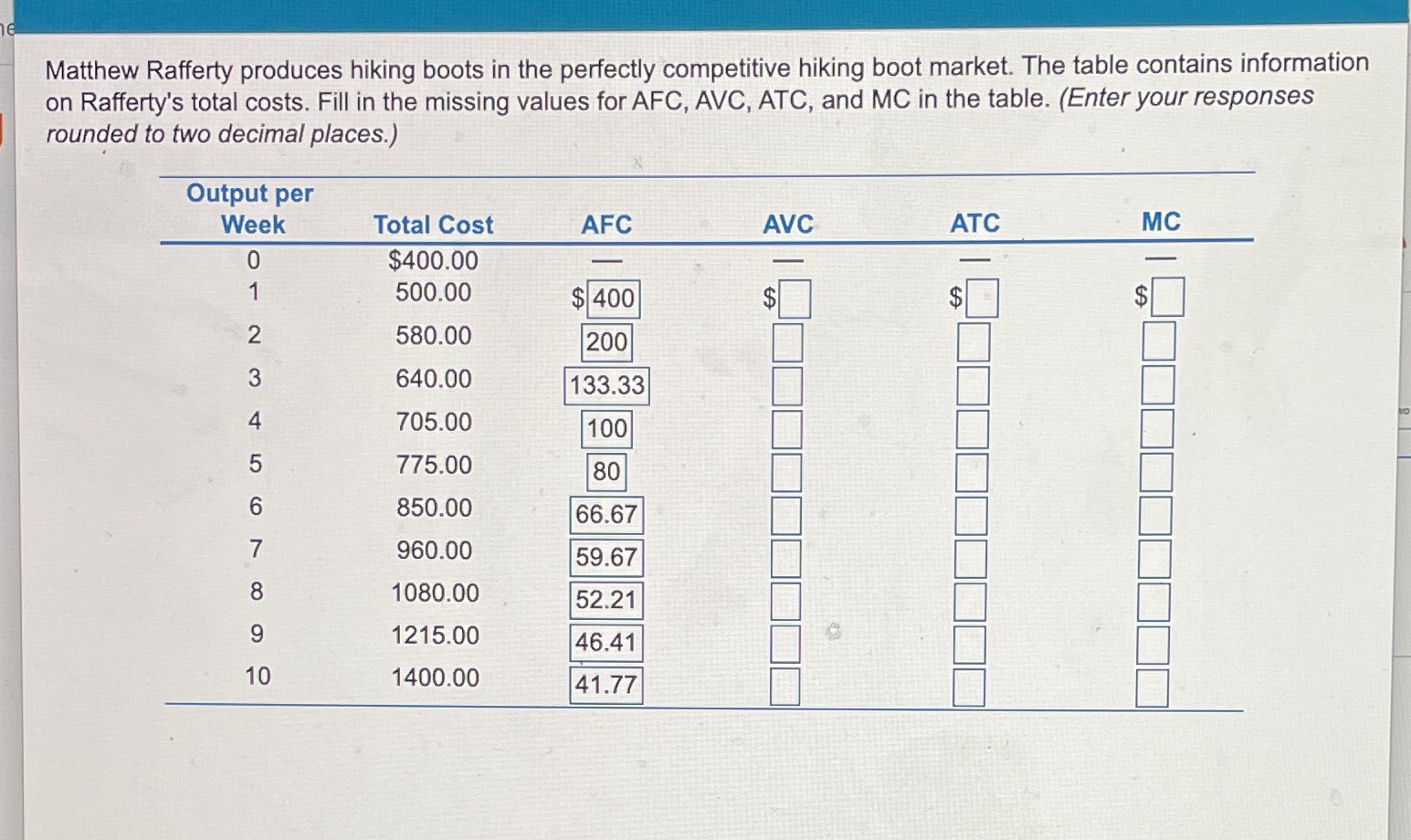 Also please make sure the AFC column is correct Matthew Rafferty produces